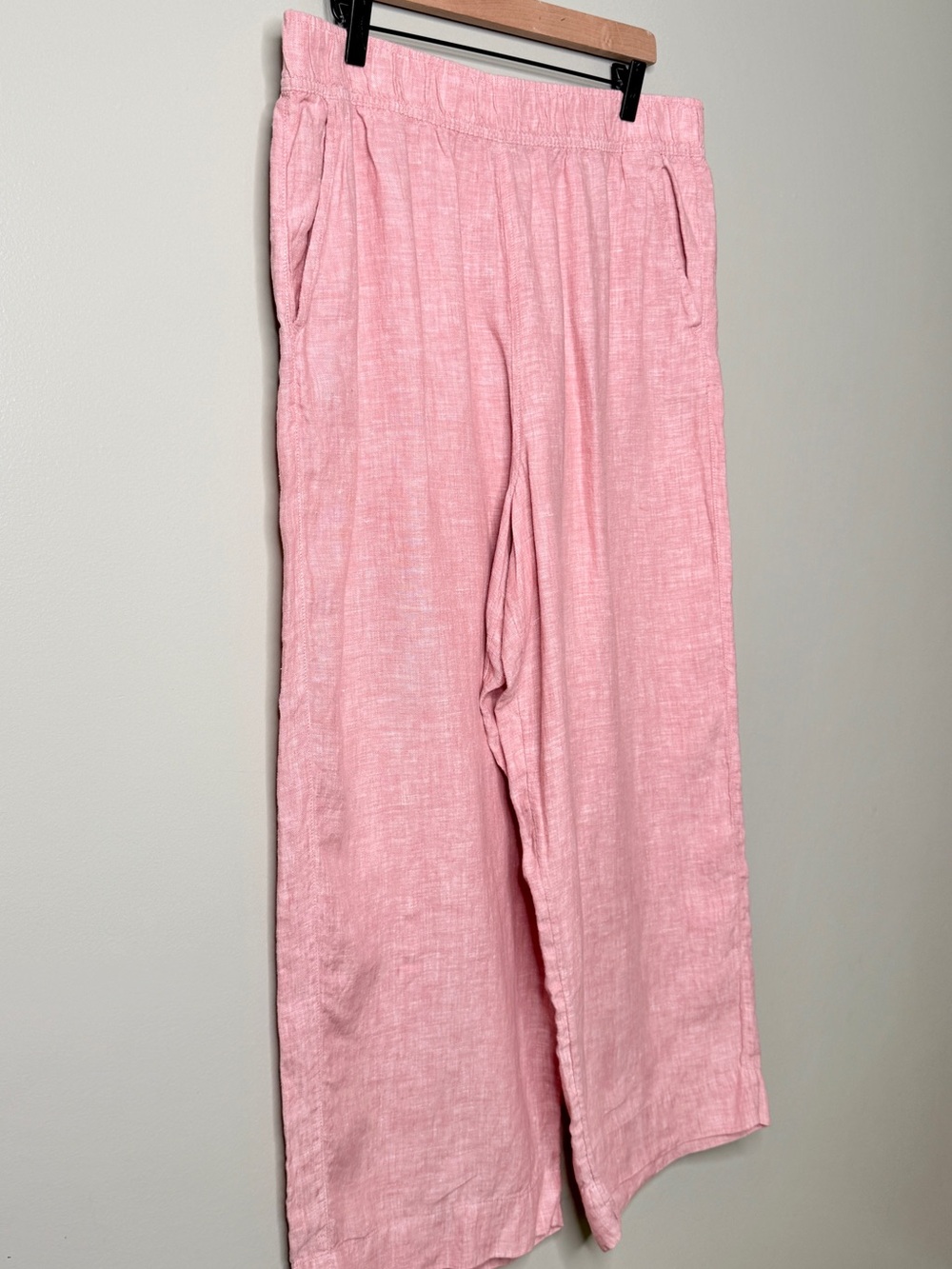 Tahari Linen Wide Leg Pull On Pants Casual Summer Vacation Pink Women's Size XL - Picture 3 of 8